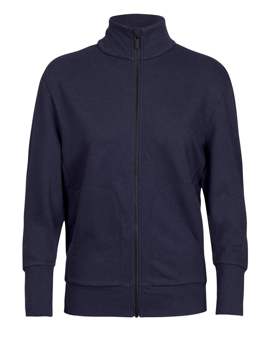 Women's Icebreaker Merino Central II Long Sleeve Zip Hoodie Midnight Navy | CA 1275GSOL